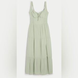 Hollister Sofia Side-Smocked Maxi Dress in Sage Green